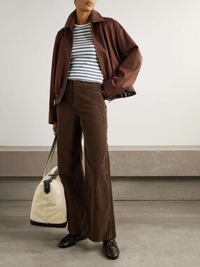 Veronica Beard Taylor High Rise Wide Leg Corduroy Pants Brown Size 26 NWT